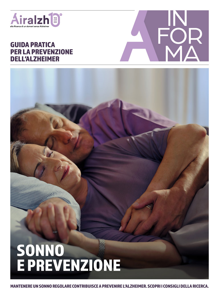 Copertina della guida "sonno e prevenzione" di Airalzh contro l'Alzheimer